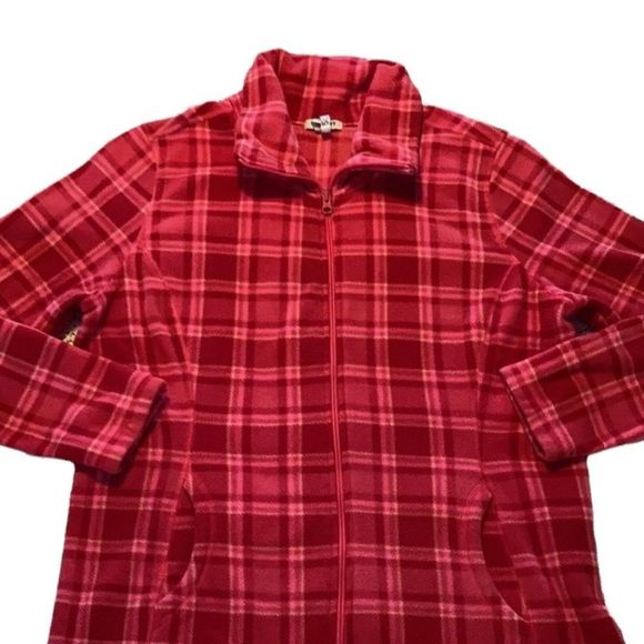 Red Plaid Zip up fleece Jacket XL - Picture 2 of 6